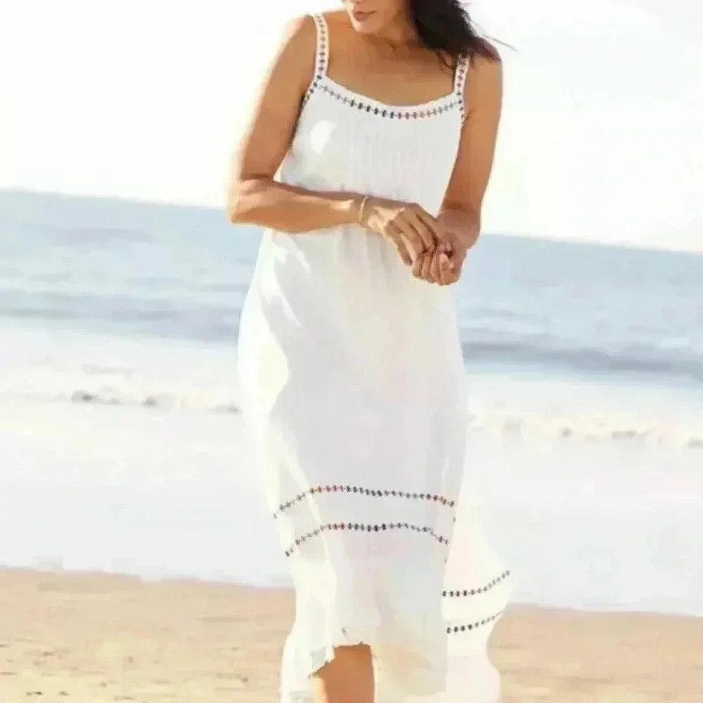 White Midi Spaghetti Strap Sundress Matilda Jane